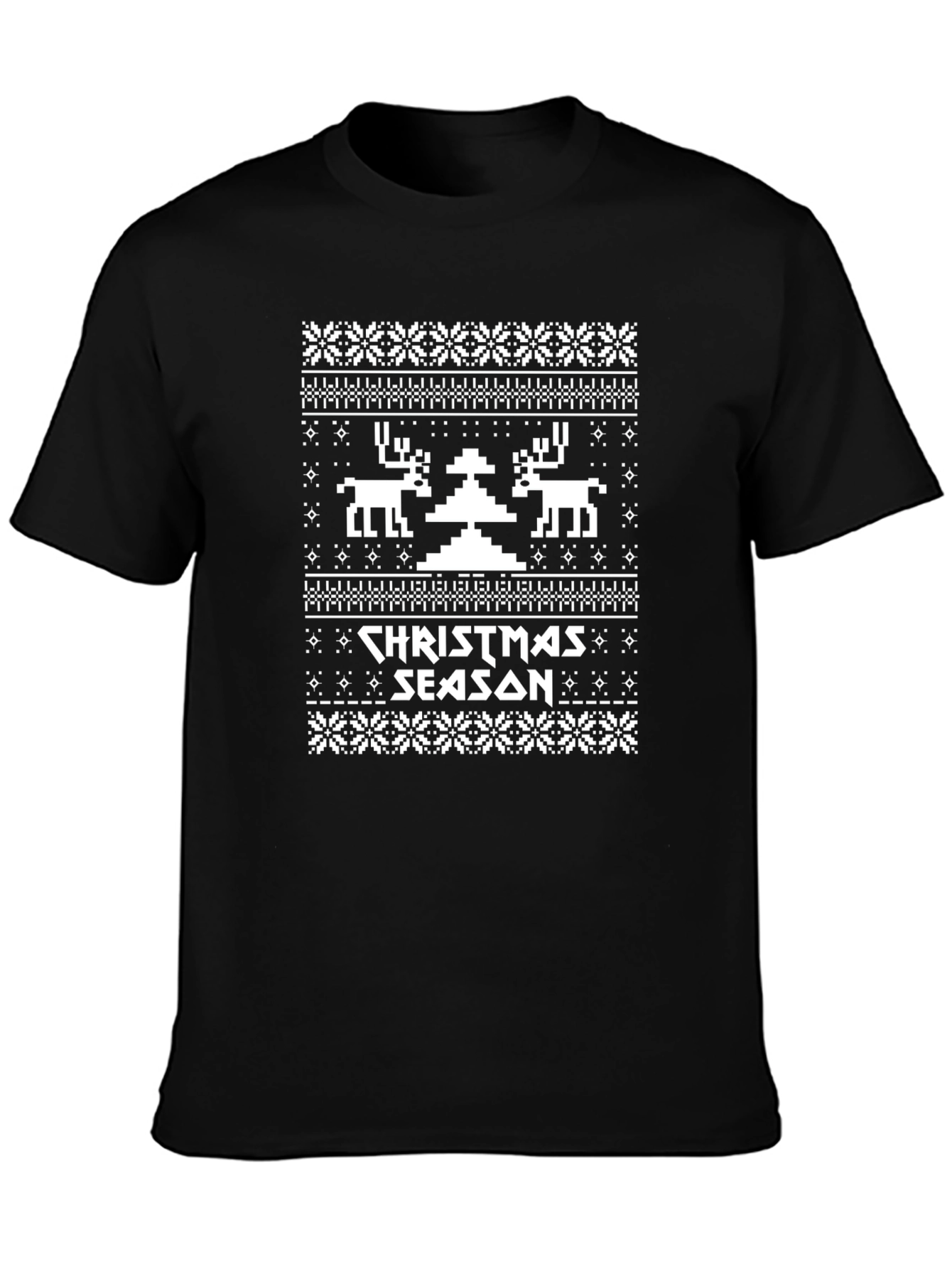 Camiseta Navideña con Diseño de Punto de Cruz