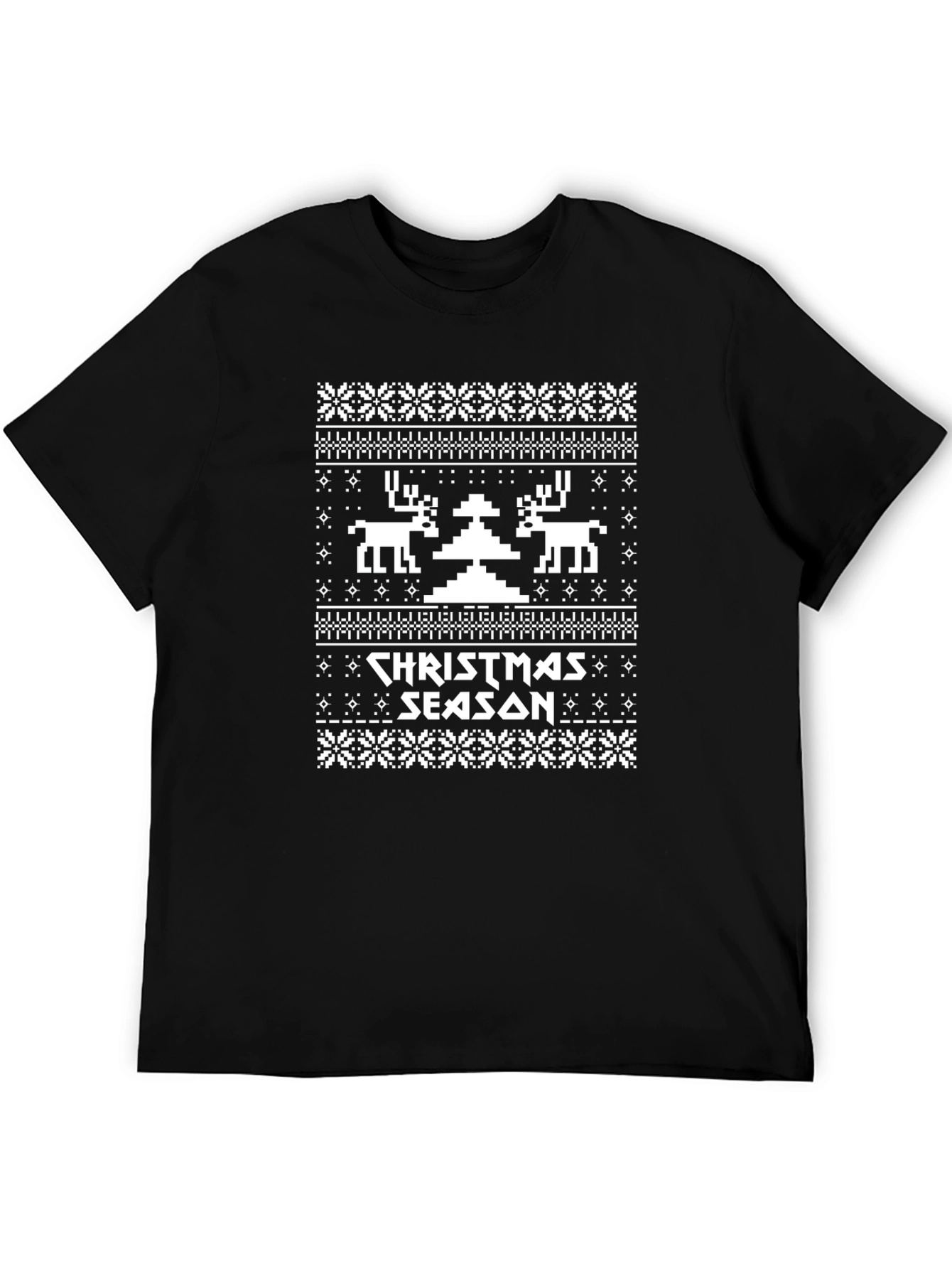 Camiseta Navideña con Diseño de Punto de Cruz