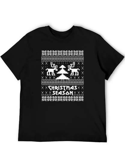 Camiseta Navideña con Diseño de Punto de Cruz
