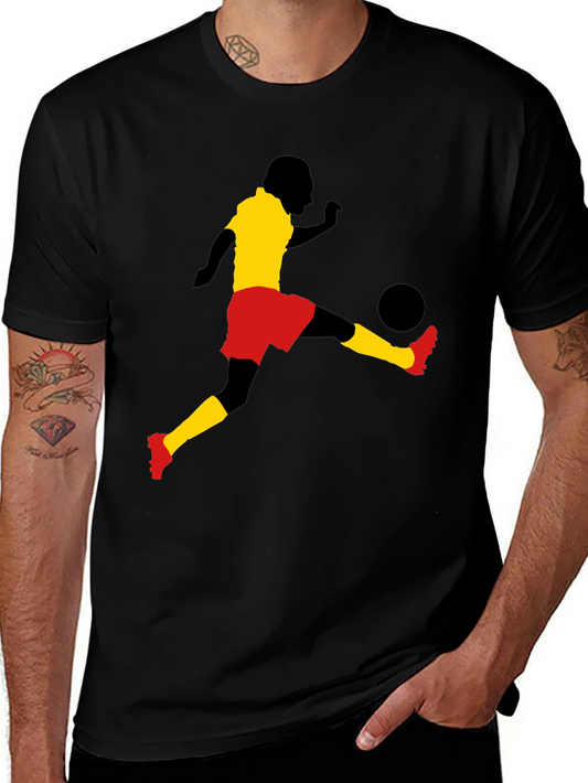Camiseta Negra con Silueta Futbolista Estilizada