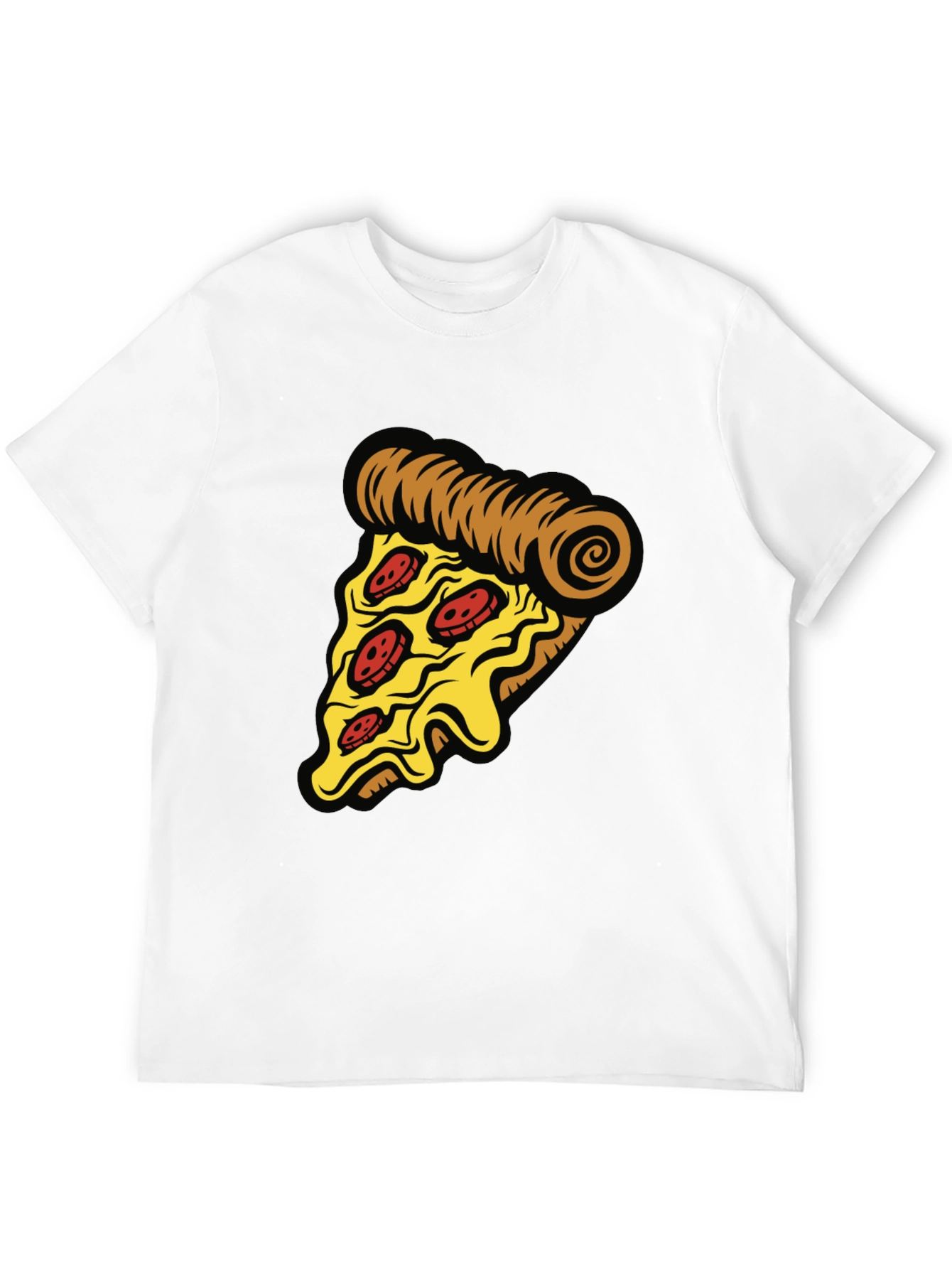 Camiseta Negra con Diseño de Pizza