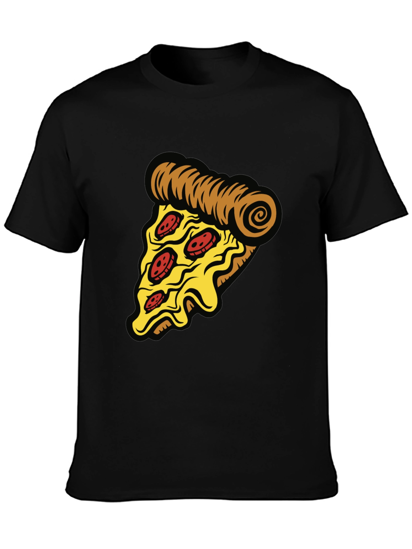 Camiseta Negra con Diseño de Pizza