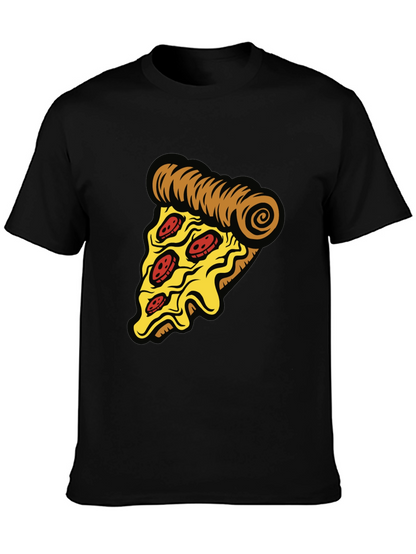 Camiseta Negra con Diseño de Pizza