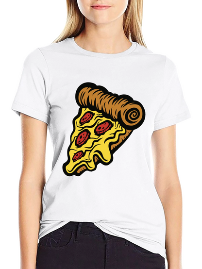 Camiseta Negra con Diseño de Pizza