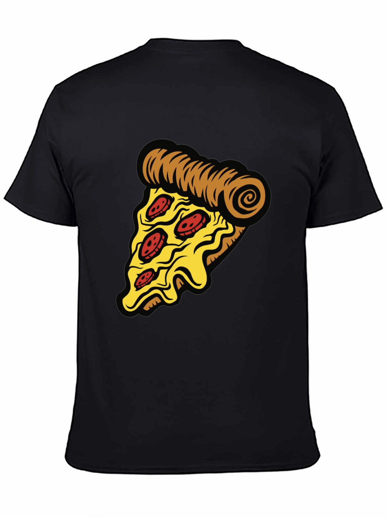 Camiseta Negra con Diseño de Pizza