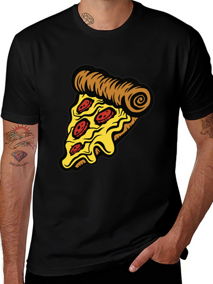 Camiseta Negra con Diseño de Pizza