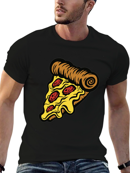 Camiseta Negra con Diseño de Pizza