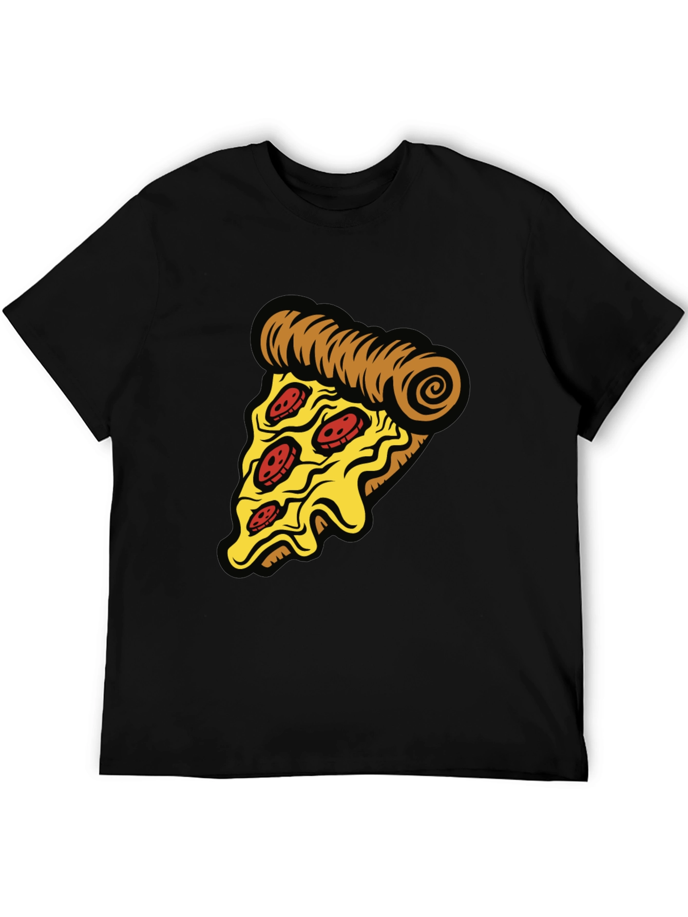 Camiseta Negra con Diseño de Pizza