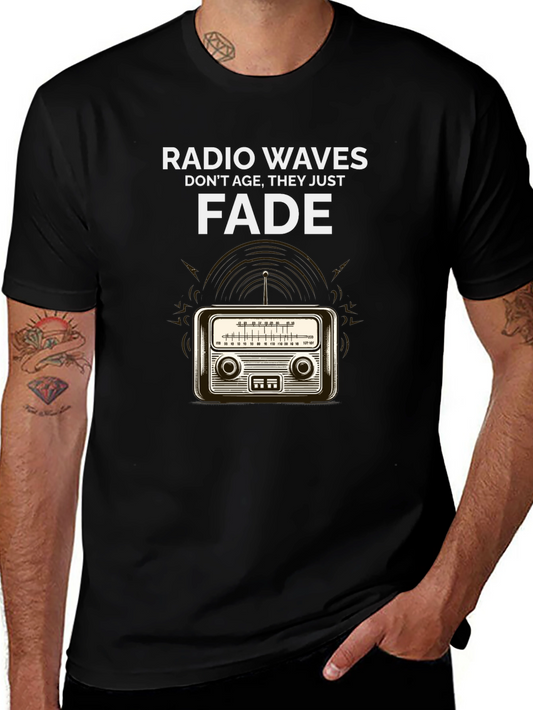 Camiseta Negra Radio Waves Dont Fade Vintage