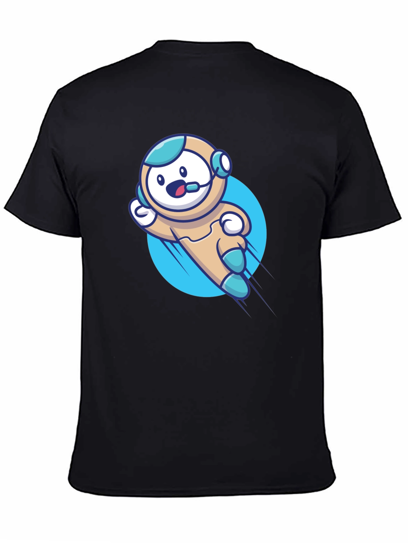 Camiseta Negra con Diseño de Astronauta Divertido