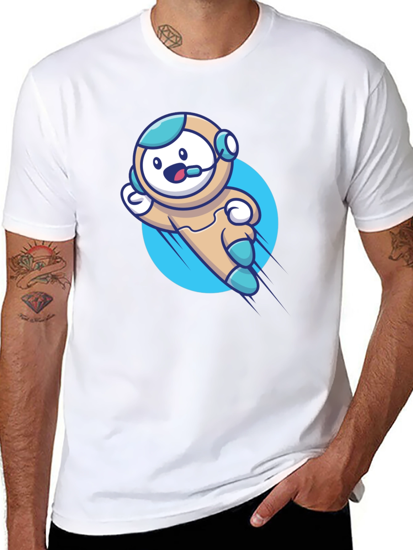 Camiseta Negra con Diseño de Astronauta Divertido