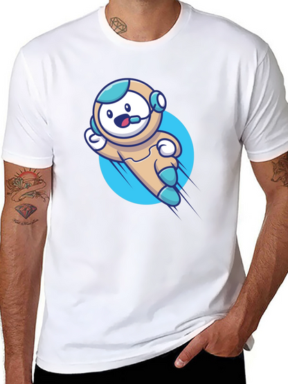 Camiseta Negra con Diseño de Astronauta Divertido