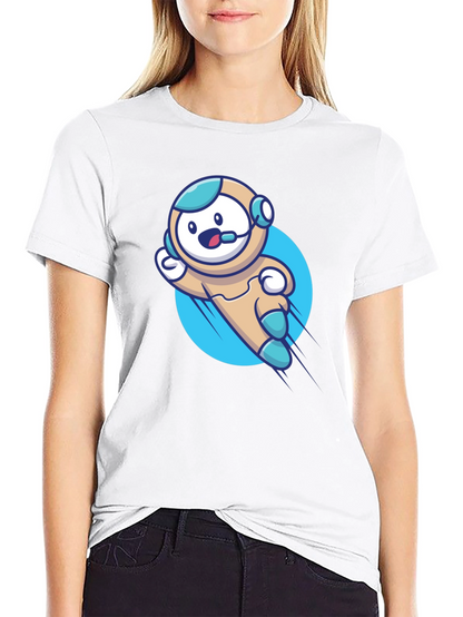 Camiseta Negra con Diseño de Astronauta Divertido