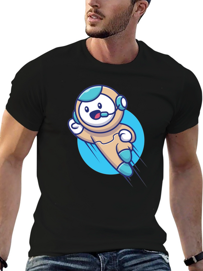 Camiseta Negra con Diseño de Astronauta Divertido