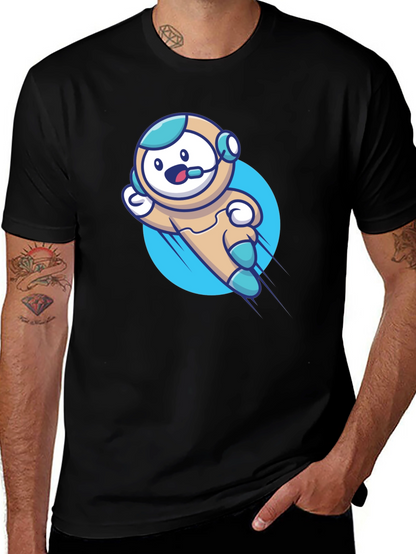 Camiseta Negra con Diseño de Astronauta Divertido