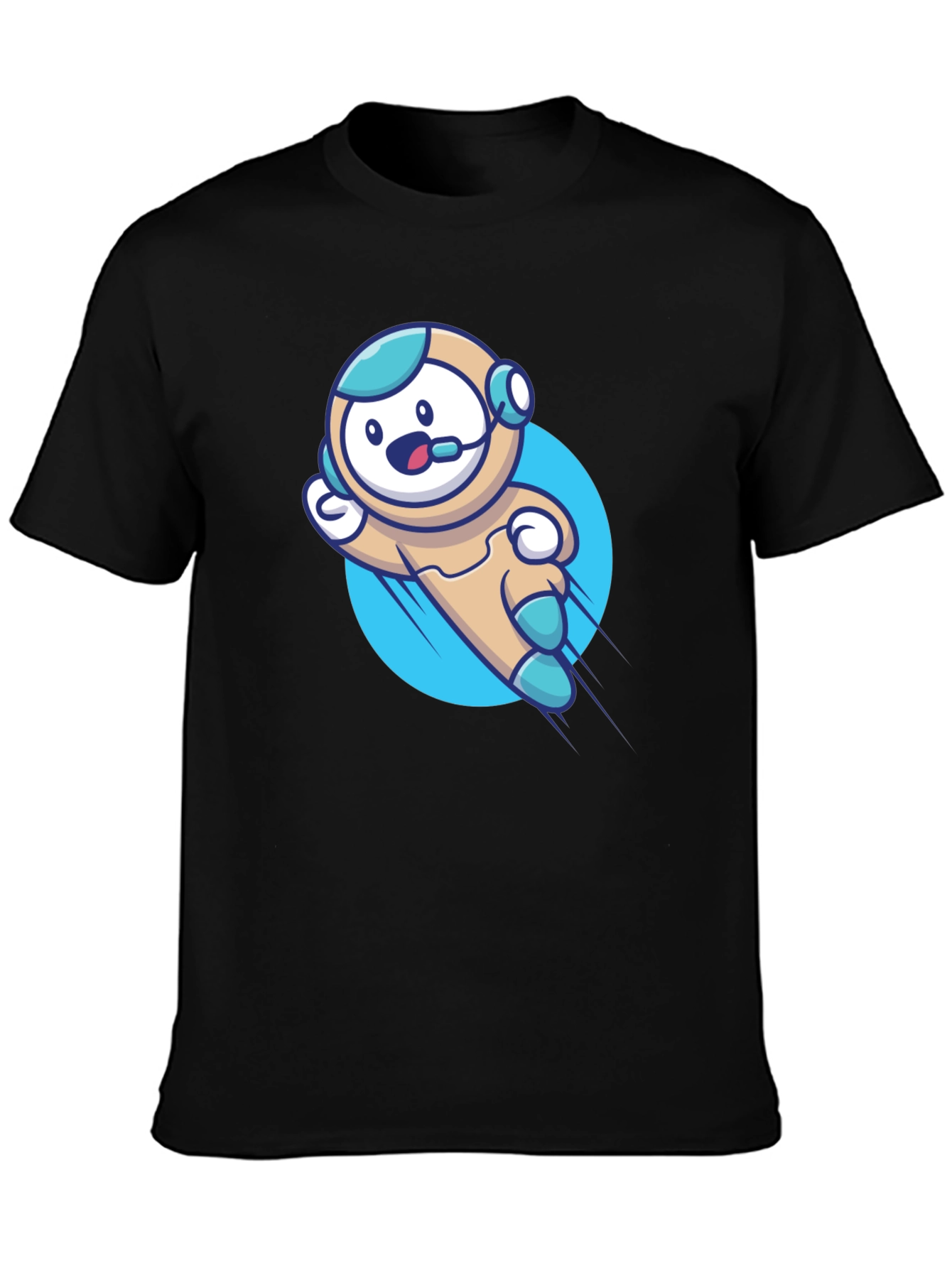 Camiseta Negra con Diseño de Astronauta Divertido