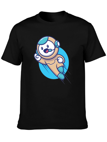 Camiseta Negra con Diseño de Astronauta Divertido