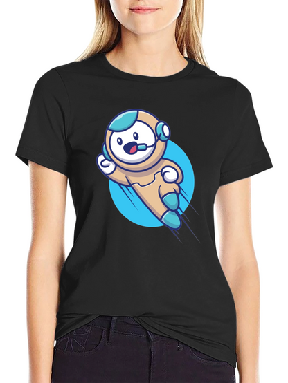 Camiseta Negra con Diseño de Astronauta Divertido