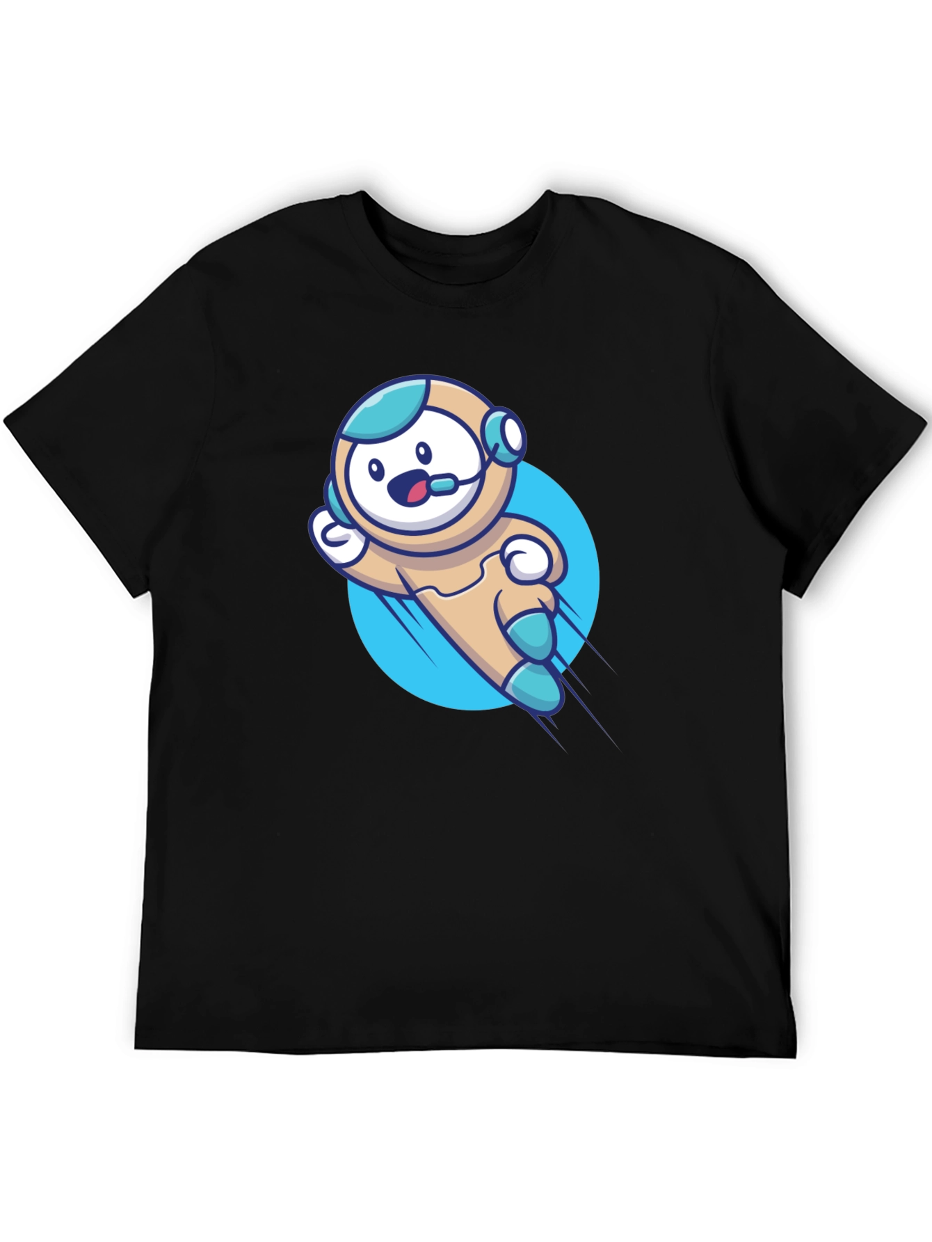 Camiseta Negra con Diseño de Astronauta Divertido