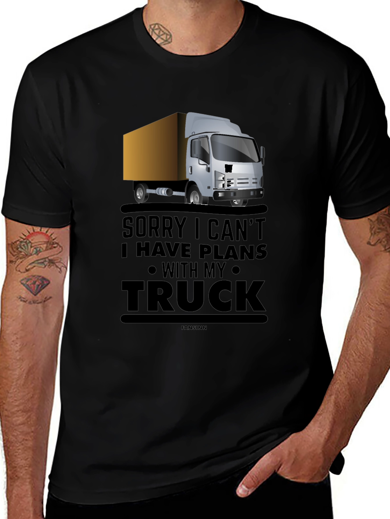 Camiseta Negra Lo Siento Tengo Planes Con Mi Camión
