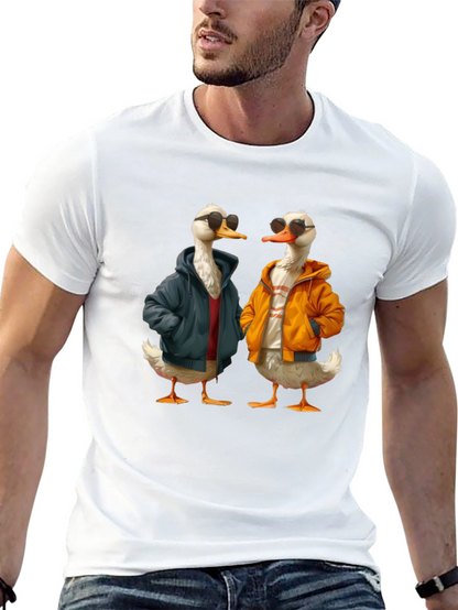 Camiseta Negra con Estampado de Patos Hipsters