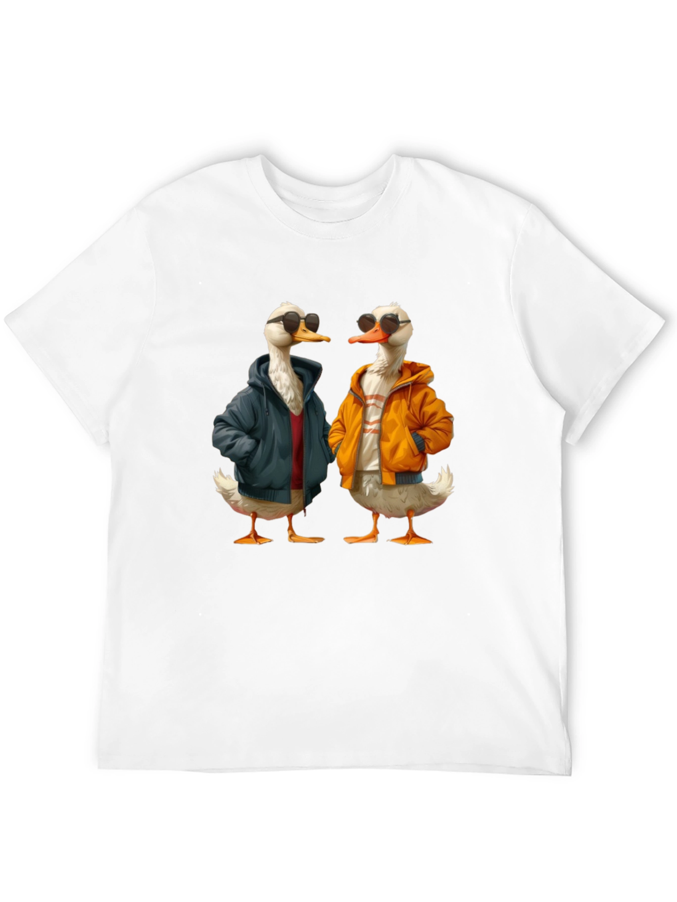 Camiseta Negra con Estampado de Patos Hipsters