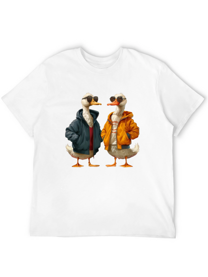 Camiseta Negra con Estampado de Patos Hipsters