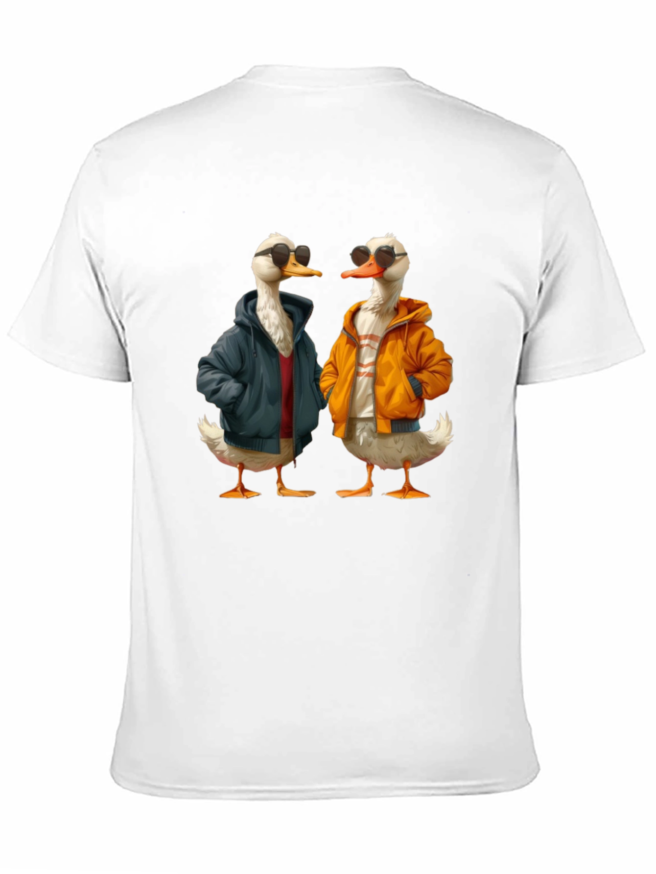 Camiseta Negra con Estampado de Patos Hipsters