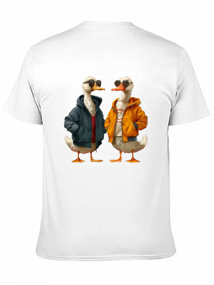 Camiseta Negra con Estampado de Patos Hipsters