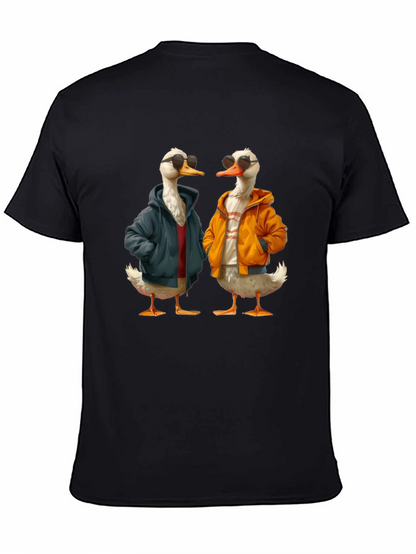 Camiseta Negra con Estampado de Patos Hipsters