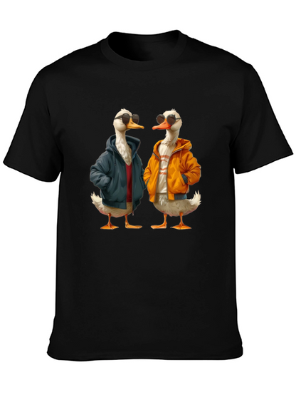Camiseta Negra con Estampado de Patos Hipsters