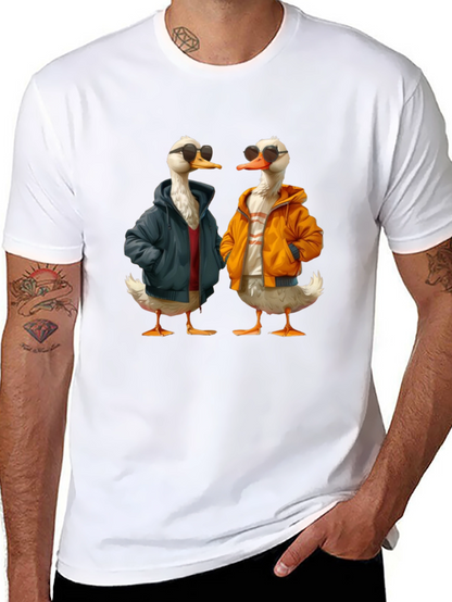 Camiseta Negra con Estampado de Patos Hipsters