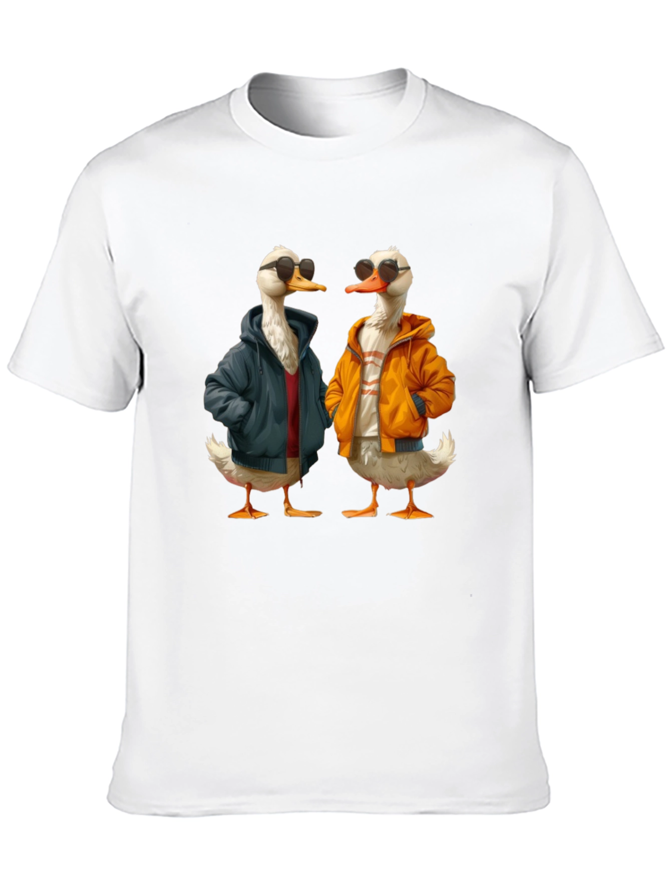 Camiseta Negra con Estampado de Patos Hipsters