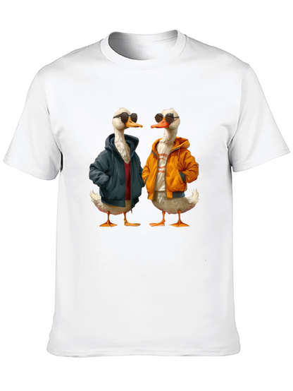 Camiseta Negra con Estampado de Patos Hipsters