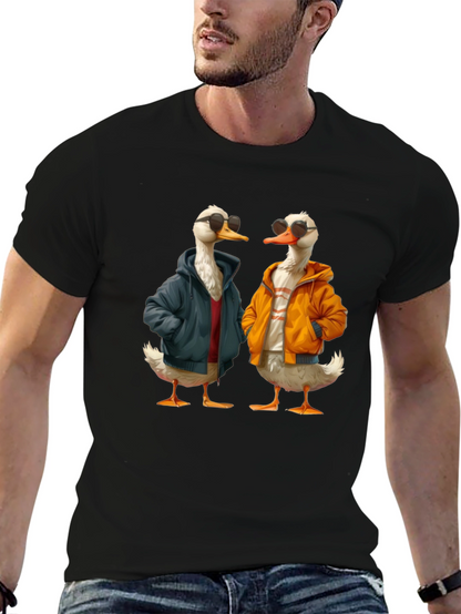 Camiseta Negra con Estampado de Patos Hipsters