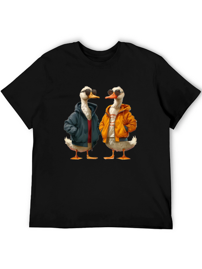 Camiseta Negra con Estampado de Patos Hipsters