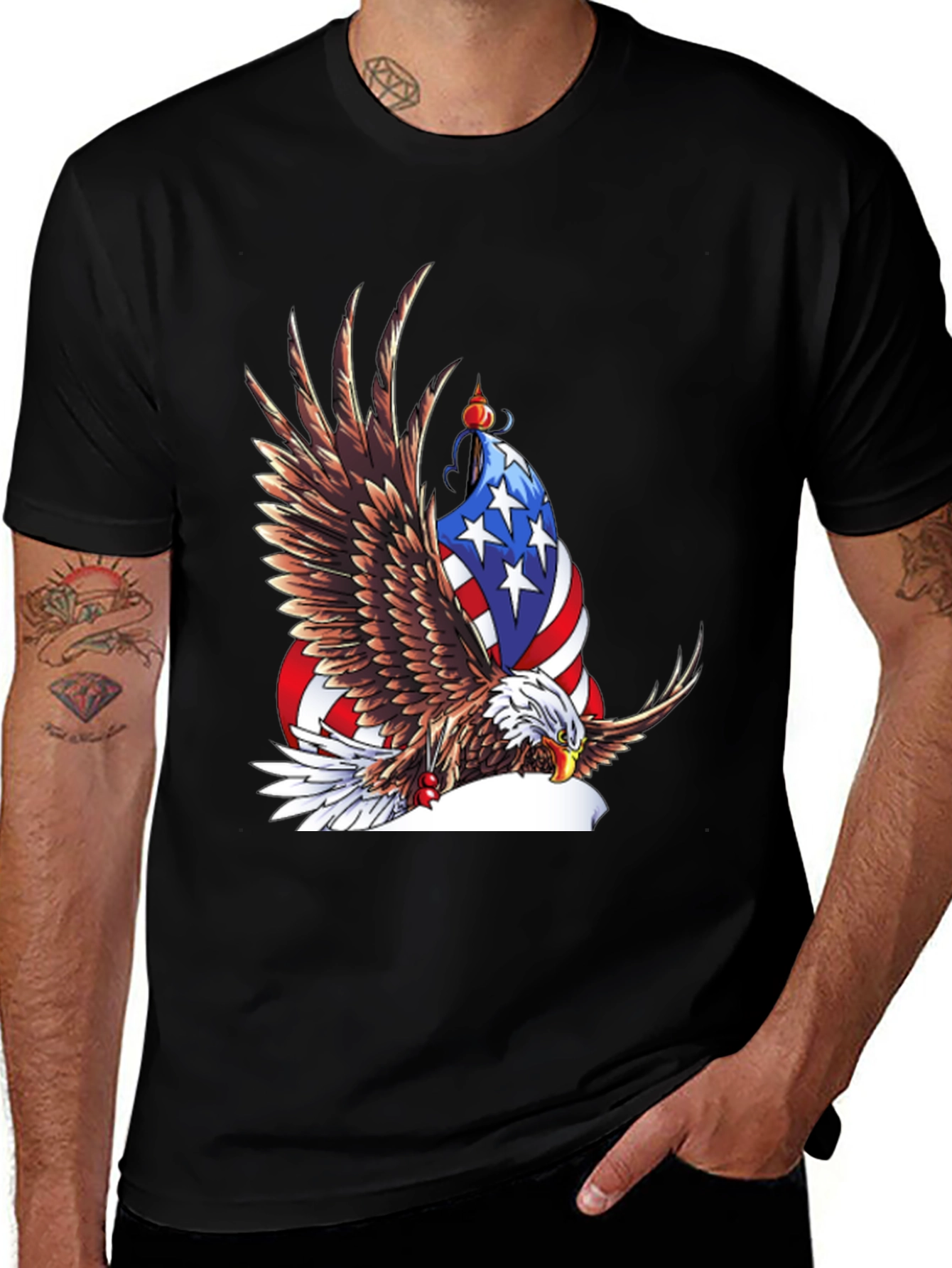 Camiseta Negra con Águila Americana