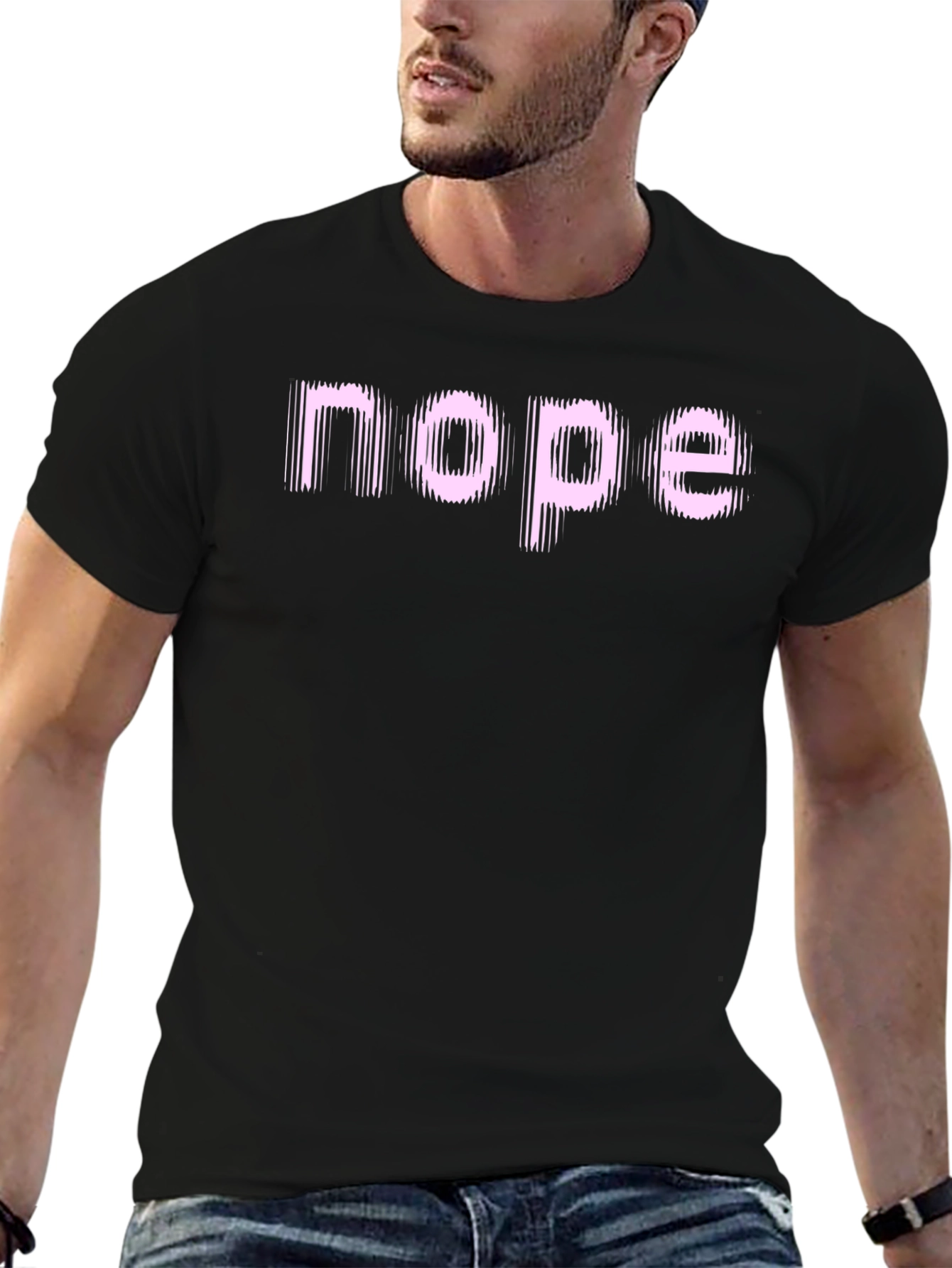 Camiseta Negra con Texto Nope Rosa