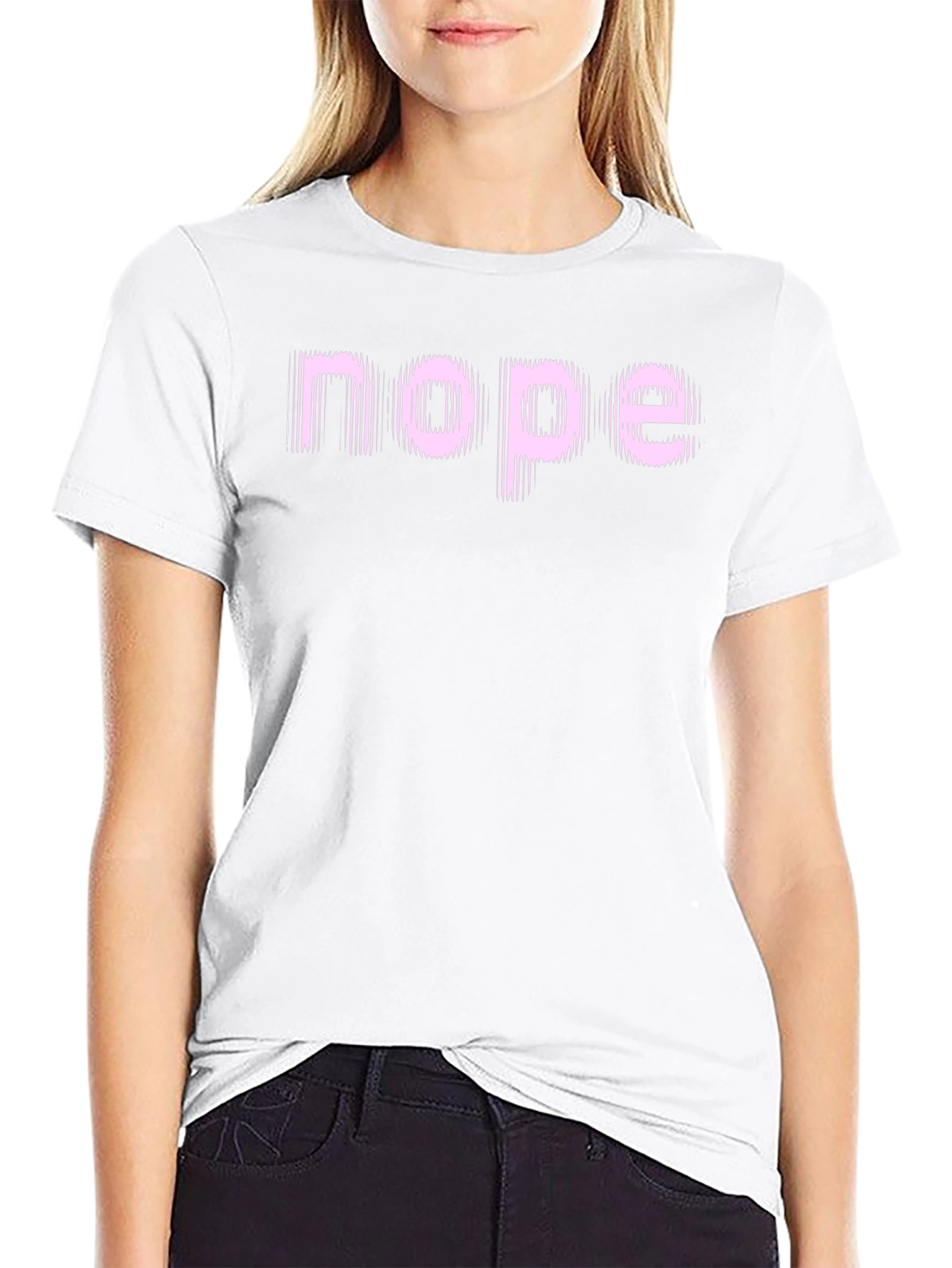 Camiseta Negra con Texto Nope Rosa
