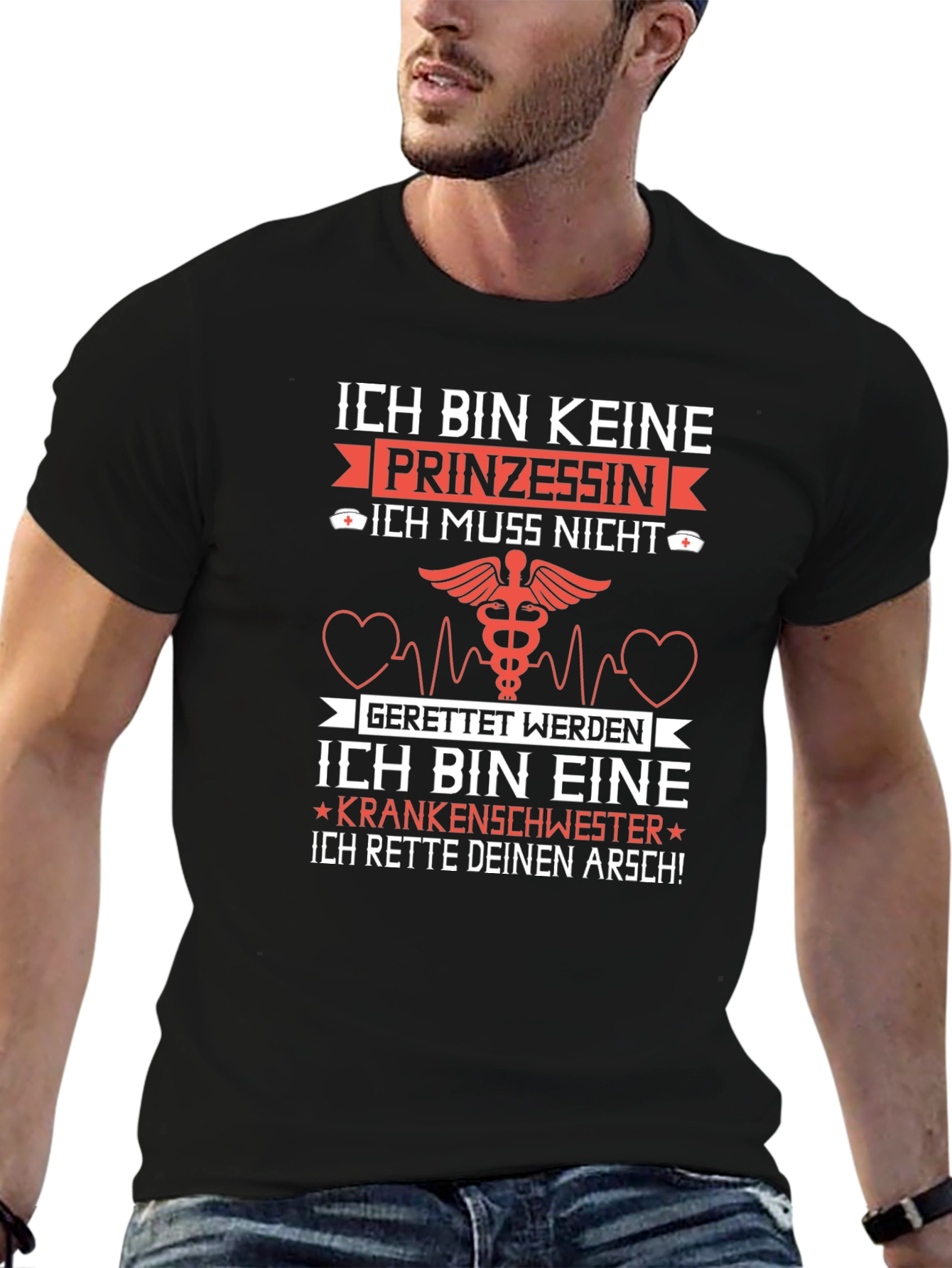 Camiseta Negra: No soy princesa soy enfermera