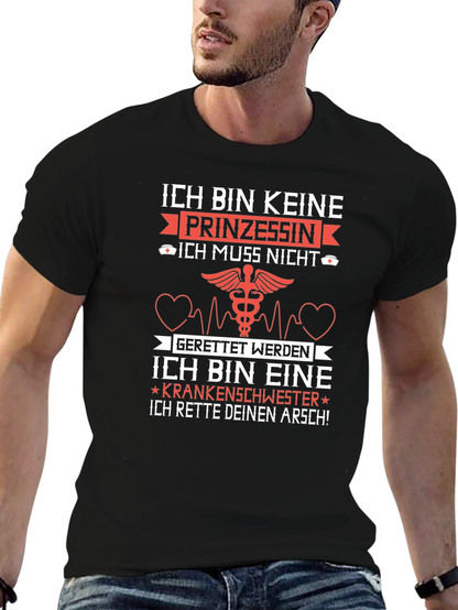 Camiseta Negra: No soy princesa soy enfermera