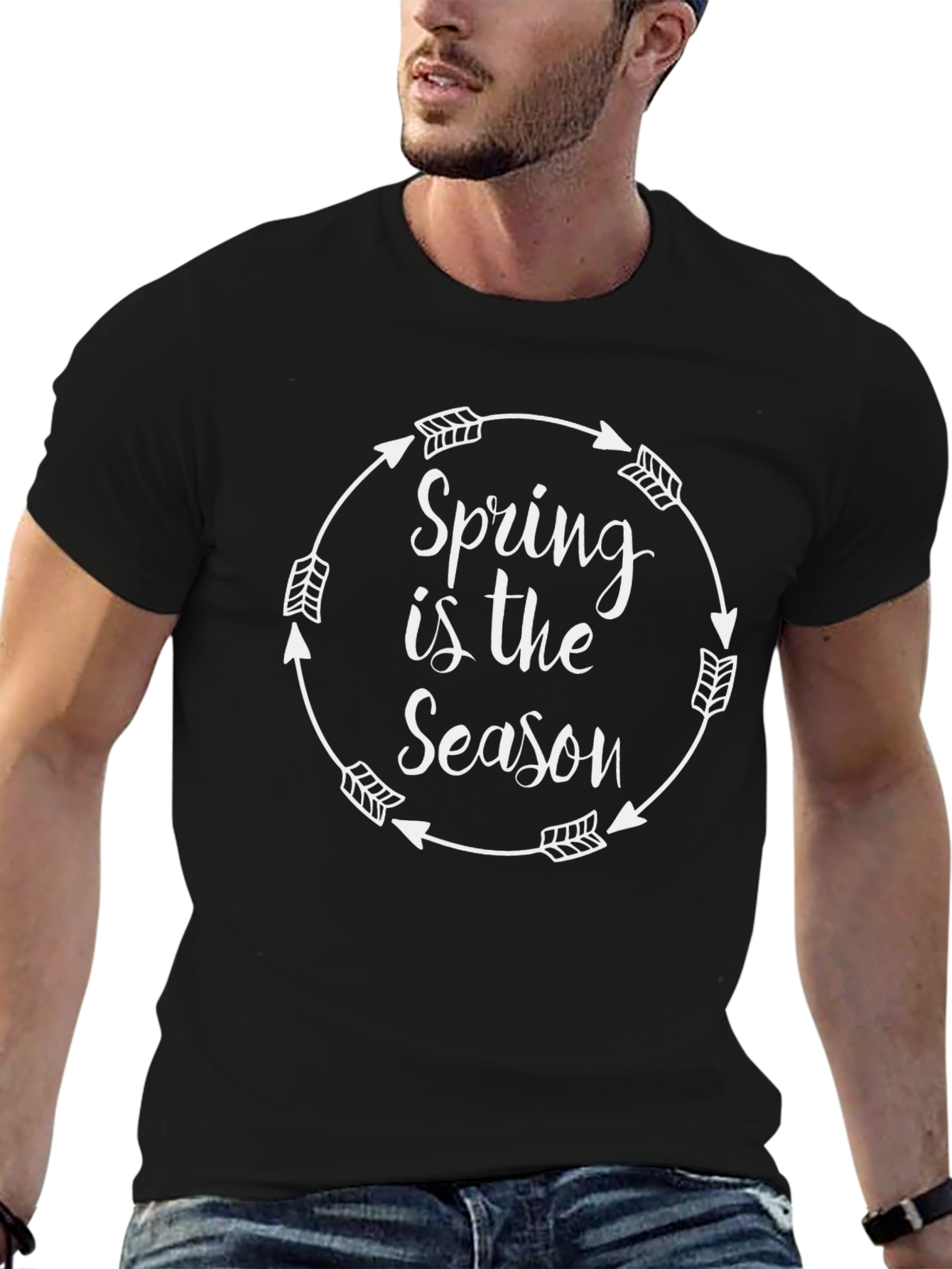 Camiseta Negra Spring is the Season para Hombre
