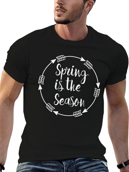 Camiseta Negra Spring is the Season para Hombre