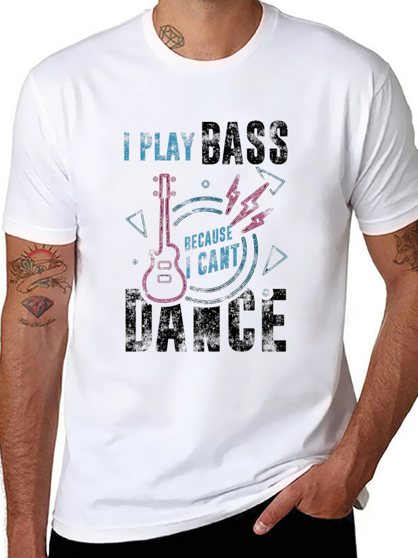 Camiseta Negra I Play Bass Because I Cant Dance