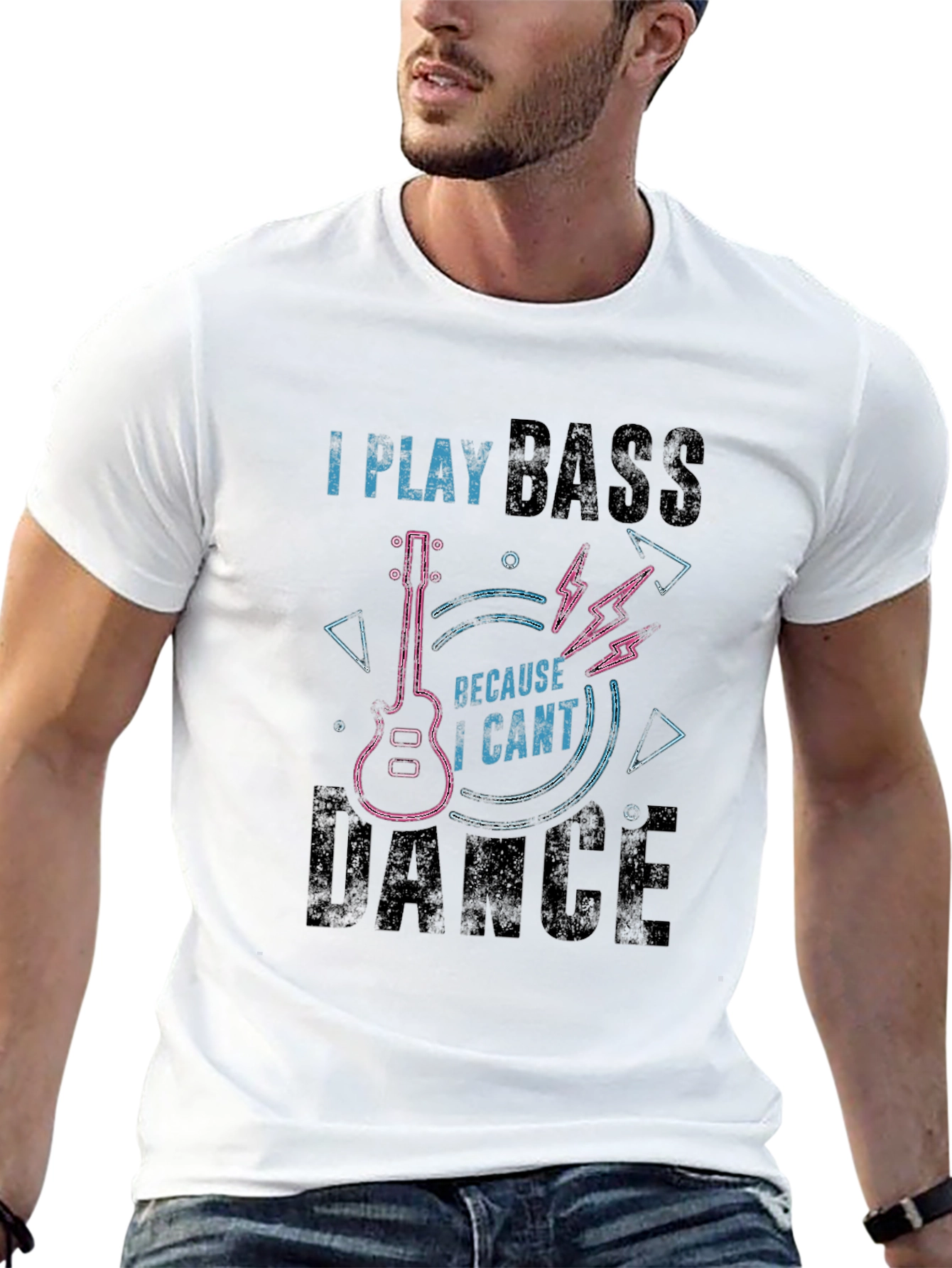 Camiseta Negra I Play Bass Because I Cant Dance