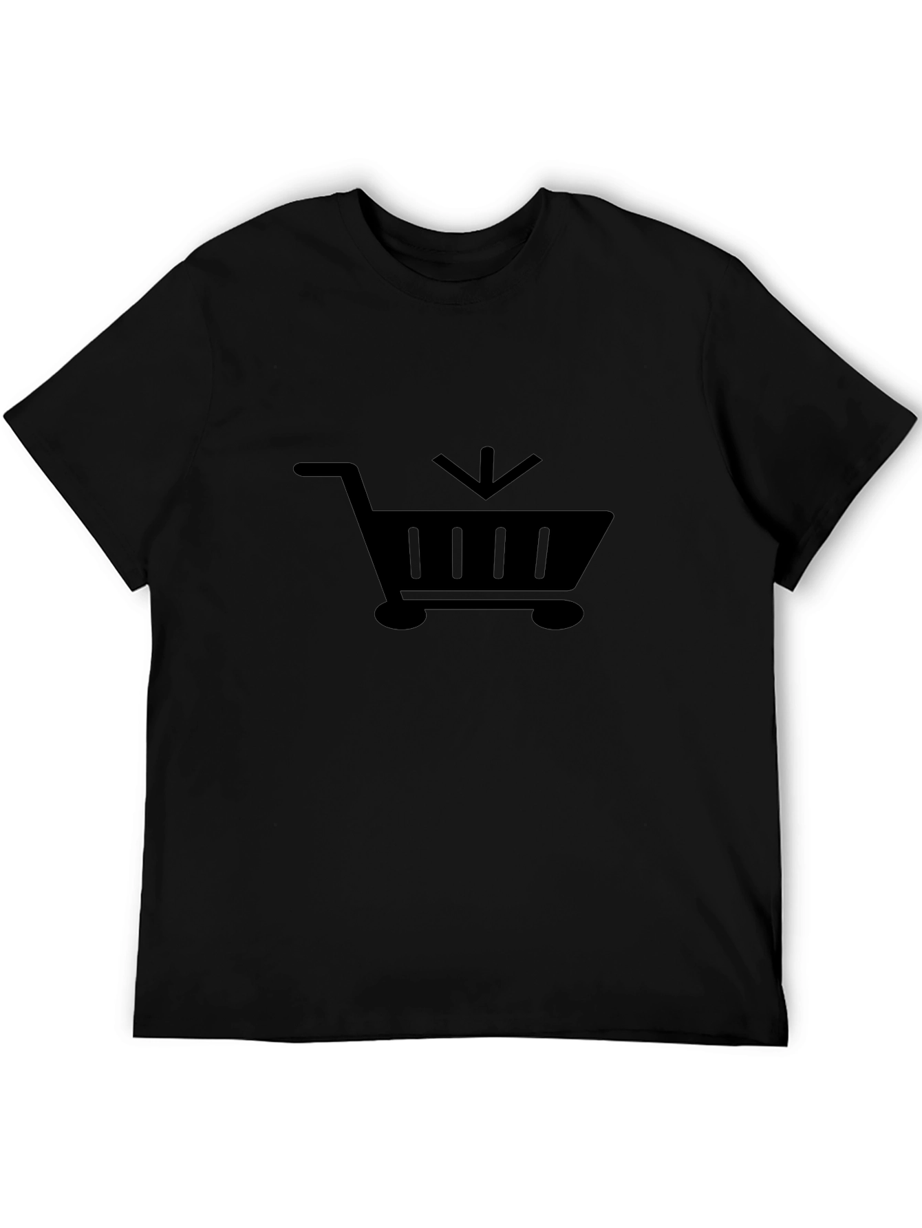Camiseta Negra con Diseño de Carrito de Compras