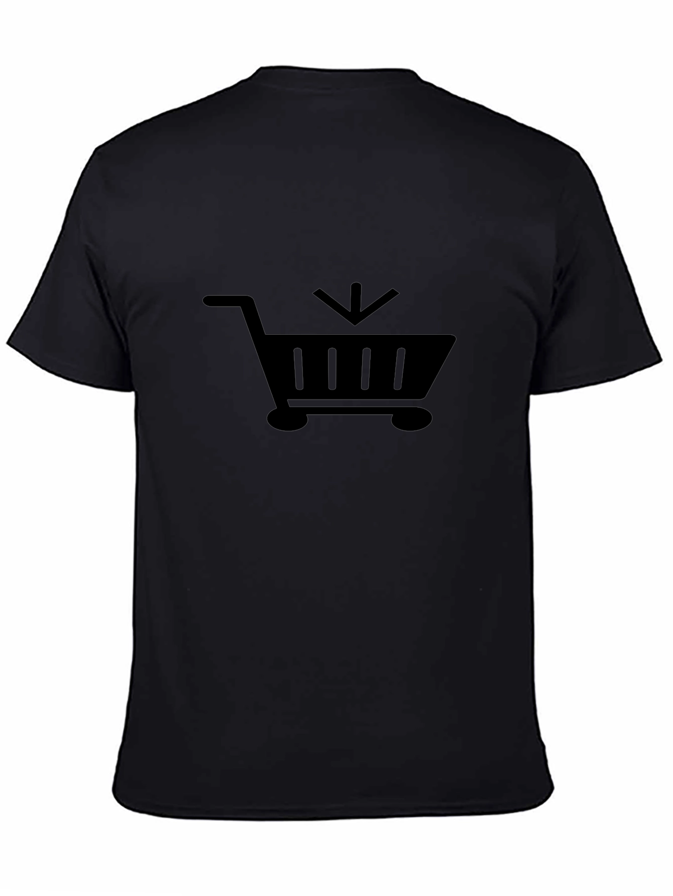 Camiseta Negra con Diseño de Carrito de Compras