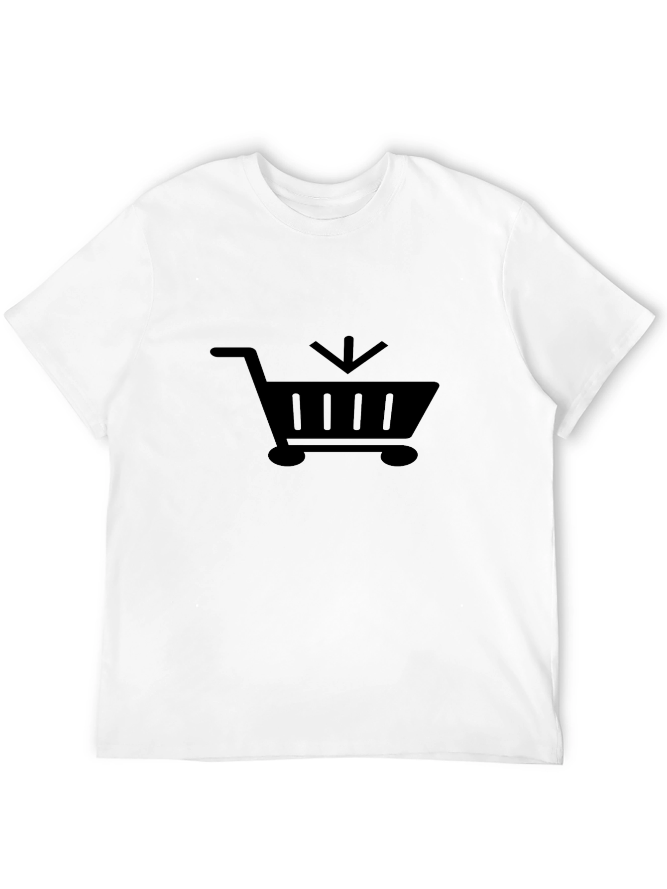 Camiseta Negra con Diseño de Carrito de Compras