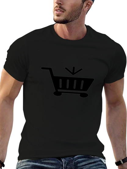 Camiseta Negra con Diseño de Carrito de Compras