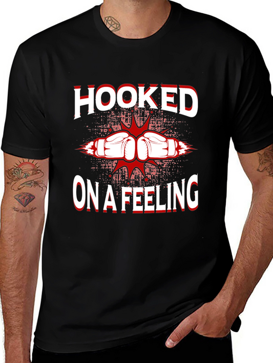 Camiseta Negra con Diseño de Boxeo Hooked on a Feeling